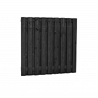 Naaldhout geschaafd plankenscherm 19-planks 15 mm, 180x180 cm, recht, geïmpregneerd en zwart gedompeld