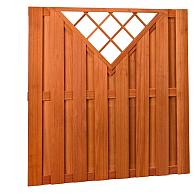 Hardhouten plankenscherm 18 planks 14 mm recht verticaal met V-trellis 180x180 cm