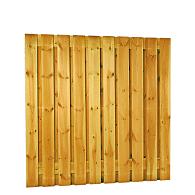 Aanbieding Grenen geschaafd plankenscherm 21-planks 15 mm, 180x180 cm, verticaal recht, groen geïmpregneerd