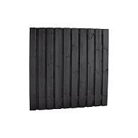 Naaldhout geschaafd plankenscherm 21-planks 15 mm, 180x180 cm, recht, geïmpregneerd en zwart gespoten