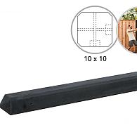 Betonpaal glad met diamantkop 10x10x280 cm, antraciet ongecoat, hoekpaal