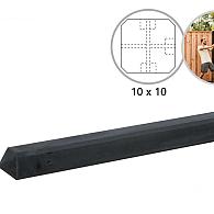 Betonpaal glad met diamantkop 10x10x280 cm, antraciet ongecoat, T-paal