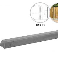 Betonpaal glad met diamantkop 10x10x280 cm, grijs ongecoat, hoekpaal