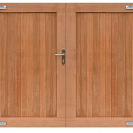 Hardhouten dubbele toegangspoort, verticaal, 300x180 cm incl beslag