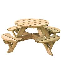 Kinderpicknicktafel rond Jimmy, doorsnede blad 63 cm, groen geïmpregneerd
