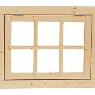 Vuren 6-ruits uitzetraam, 91x70 cm, onbehandeld