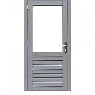 Hardhouten enkele 1-ruits deur Prestige met dubbelglas, rechtsdraaiend, 109x221 cm, grijs gegrond