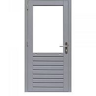 Hardhouten enkele 1-ruits deur Prestige met dubbelglas, linksdraaiend, 109x221 cm, grijs gegrond