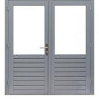 Hardhouten dubbele 1-ruits deur Prestige met dubbelglas, 202x221 cm, grijs gegrond