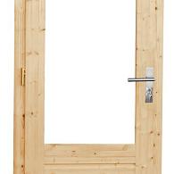Vuren enkele 1-ruits opdekdeur met 5-puntssluiting en dubbelglas, rechtsdraaiend, 90x201 cm, onbehandeld