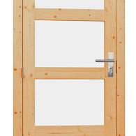 Vuren enkele 4-ruits deur inclusief kozijn, linksdraaiend, 90x201 cm, onbehandeld