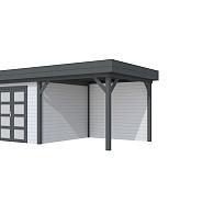 Vuren Topvision Bosuil, 300x300 en luifel 300 cm, wanden lichtgrijs en basis antraciet