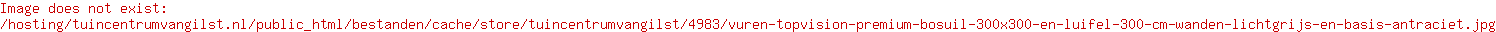Vuren Topvision Premium Bosuil, 300x300 en luifel 300 cm, wanden lichtgrijs en basis antraciet.