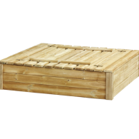 Zandbak Tom met deksel/zitbank 120x120x30 cm, groen geïmpregneerd