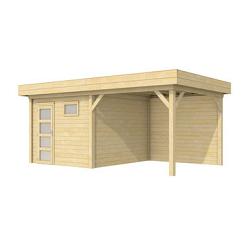 Vuren Topvision Tapuit, 300x300 en luifel 400 cm, wanden lichtgrijs en basis antraciet