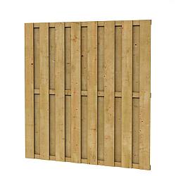 Grenen geschaafd plankenscherm 18-planks 15 mm, 179x179 cm, recht, groen geïmpregneerd. Aanbieding