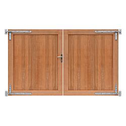 Hardhouten dubbele toegangspoort, verticaal, 300x180 cm incl beslag