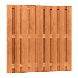 Aanbieding Hardhouten geschaafd plankenscherm 20-planks 14 mm, recht verticaal, 180x180 cm, betonsysteem