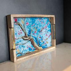 Dienblad blossom blue 34x23x4cm