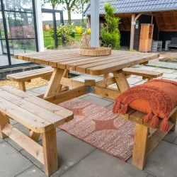 Picknicktafel Vierkant, 40 mm dik, bladmaat 115x115 cm, groen geïmpregneerd