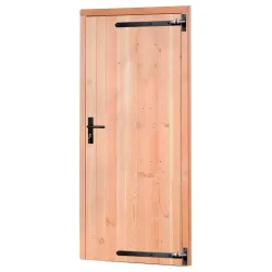 Douglas enkele dichte deur met zwart beslag inclusief kozijn, rechtsdraaiend, 90x201 cm, onbehandeld