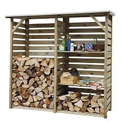 Haardhoutberging Twin 176x190x60 cm (HxBxD), groen geïmpregneerd