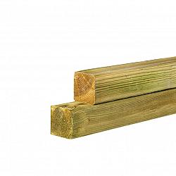 Grenen geschaafde paal 6.8x6.8x240 cm, zonder diamantkop, groen geïmpregneerd