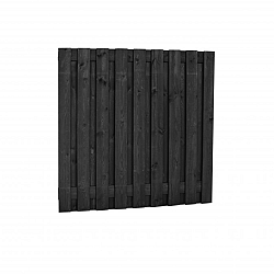 Naaldhout geschaafd plankenscherm 19-planks 15 mm, 180x180 cm, recht, geïmpregneerd en zwart gedompeld