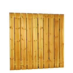 Aanbieding Grenen geschaafd plankenscherm 21-planks 15 mm, 180x180 cm, verticaal recht, groen geïmpregneerd