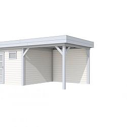 Vuren Topvision Tapuit, 300x300 en luifel 300 cm, wanden wit en basis lichtgrijs