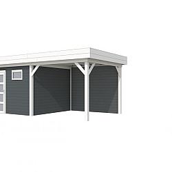 Vuren Topvision Tapuit, 300x300 en luifel 300 cm, wanden antraciet en basis wit