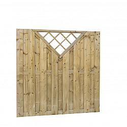 Jumboscherm geschaafd vuren 18-planks 15 mm, 180x180 cm, recht verticaal met trellis.