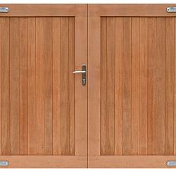 Hardhouten dubbele toegangspoort, verticaal, 300x180 cm incl beslag