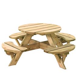 Kinderpicknicktafel rond Jimmy, doorsnede blad 63 cm, groen geïmpregneerd
