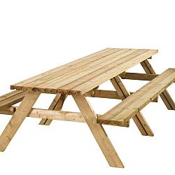 Picknicktafel Lange Jan, 42 mm dik, bladmaat 300x70 cm, groen geïmpregneerd