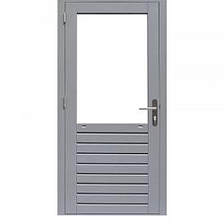 Hardhouten enkele 1-ruits deur Prestige met dubbelglas, linksdraaiend, 109x221 cm, grijs gegrond
