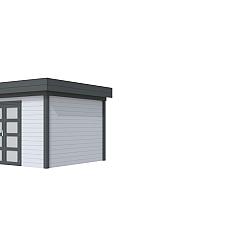 Vuren Topvision Parelhoen, 400x300 cm, wanden lichtgrijs en basis antraciet