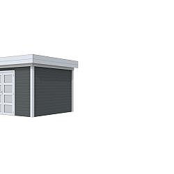 Vuren Topvision Parelhoen, 400x300 cm, wanden antraciet en basis lichtgrijs