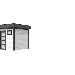 Vuren Topvision Premium Kuifmees, 250x250 cm, wanden wit en basis antraciet.