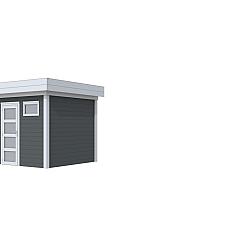 Vuren Topvision Premium Kuifmees, 250x250 cm, wanden antraciet en basis lichtgrijs.