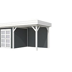 Vuren Topvision Premium Kolibri, 250x250 en luifel 300 cm, wanden antraciet en basis wit.