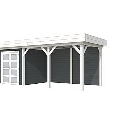 Vuren Topvision Premium Kolibri, 250x250 en luifel 400 cm, wanden antraciet en basis wit.