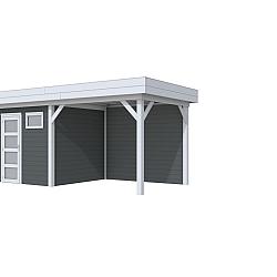 Vuren Topvision Premium Kuifmees, 250x250 en luifel 300 cm, wanden antraciet en basis lichtgrijs.