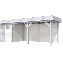 Vuren Topvision Premium Kuifmees, 250x250 en luifel 500 cm, wanden wit en basis lichtgrijs.
