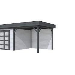 Vuren Topvision Bosuil, 300x300 en luifel 300 cm, wanden lichtgrijs en basis antraciet