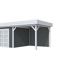 Vuren Topvision Bosuil, 300x300 en luifel 300 cm, wanden antraciet en basis lichtgrijs