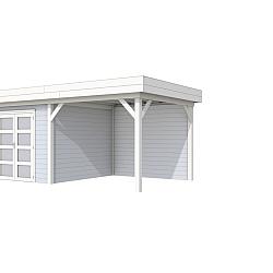 Vuren Topvision Bosuil, 300x300 en luifel 300 cm, wanden lichtgrijs en basis wit