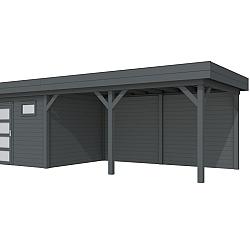 Vuren Topvision Premium Kievit, 400x300 en luifel 500 cm, antraciet gespoten.