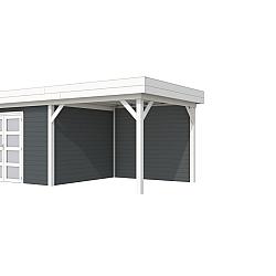 Vuren Topvision Parelhoen, 400x300 en luifel 300 cm, wanden antraciet en basis wit