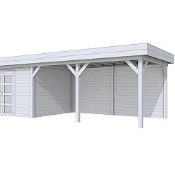 Vuren Topvision Premium Parelhoen, 400x300 en luifel 500 cm, lichtgrijs gespoten.
